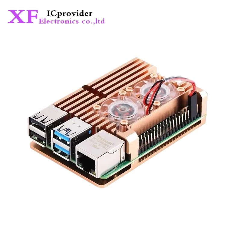 Per Raspberry Pi 3B 3B+ 4 4B guscio in lega di alluminio con radiatore a doppia ventola
