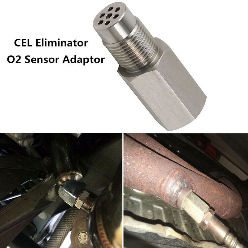 Universal de acero inoxidable SS304 comprobar luz del motor CEL mini catalizador O2 Sensor espaciador adaptador M18X1.5