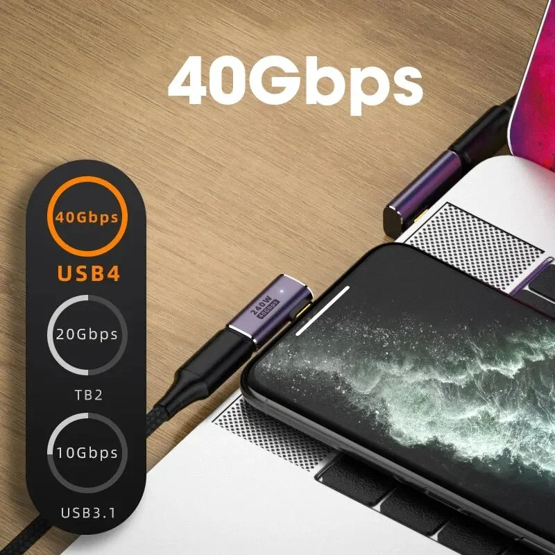 ช่องเสียบที่ชาร์จ USB 4.0 PD 240W 8K 60Hz สำหรับ MacBook 40Gbps ความเร็วสูง USB C OTG U-shape อะแดปเตอร์ตัวผู้กับตัวเมีย