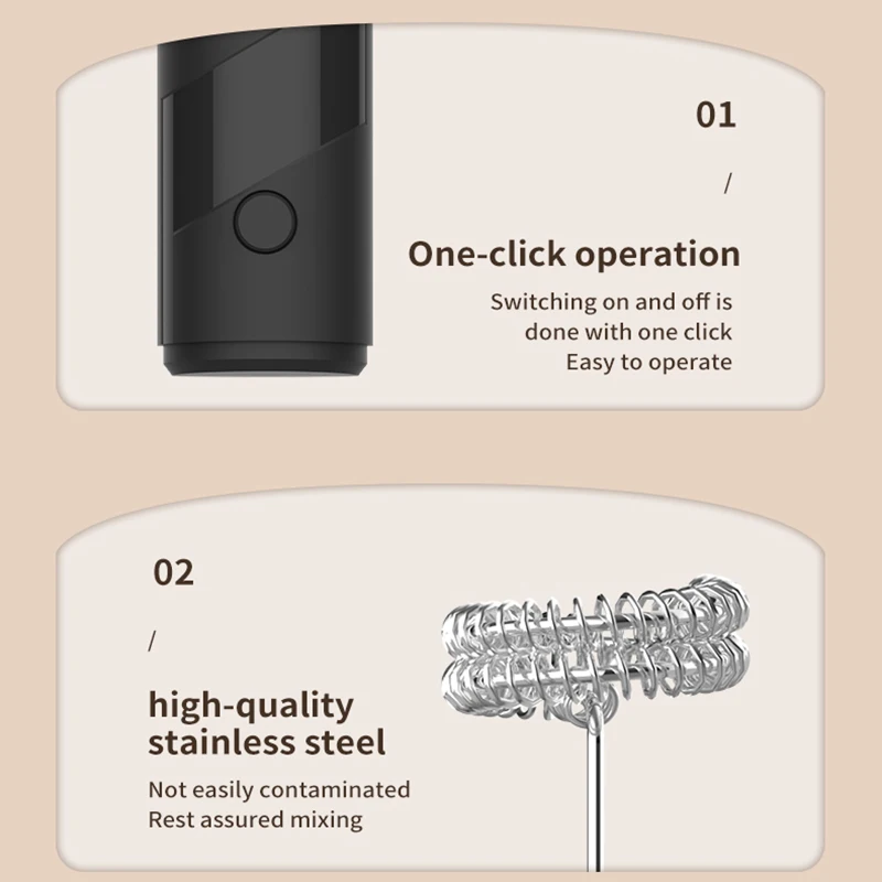 ONEKA Milk Frother Handheld Foam Maker For Lattes Whisk Coffee Cappuccino Frappe Matcha Hot Chocolate Egg Beater Drink Mixer
