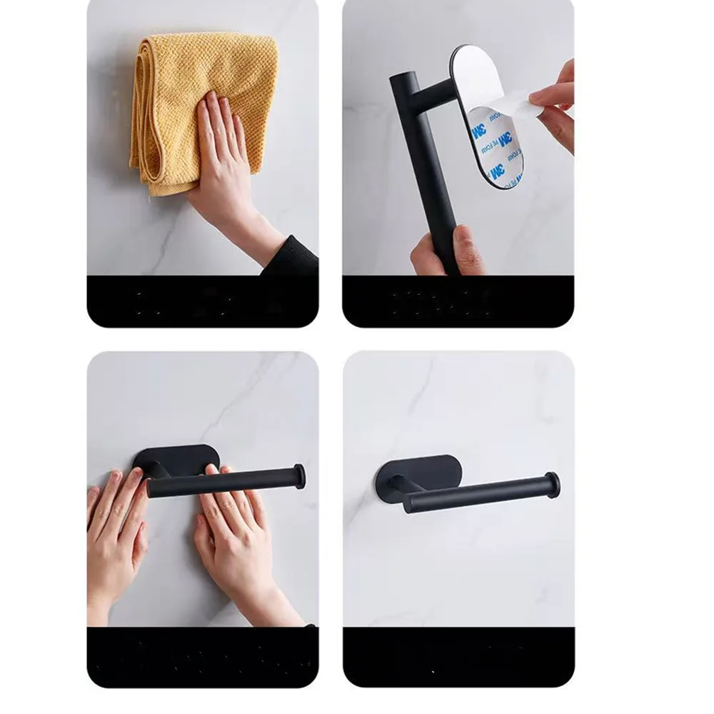 Portarotolo autoadesivo per carta igienica Portarotolo in acciaio inossidabile per bagno Portarotolo per carta igienica senza punzonatura Gancio da cucina Portaoggetti