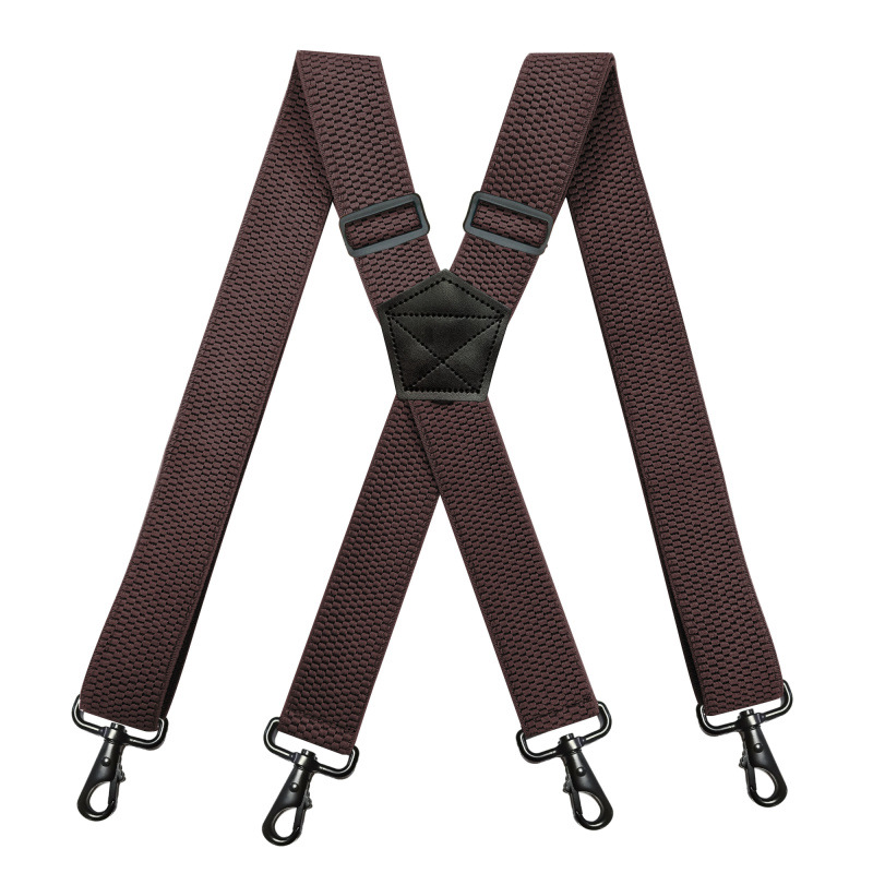 Men's Heavy Duty Work Suspenders 3.5cm Wide X-Shape with 4 Swivel Snap Hooks Adjustable Elastic Biker Snowboard Trouser Braces