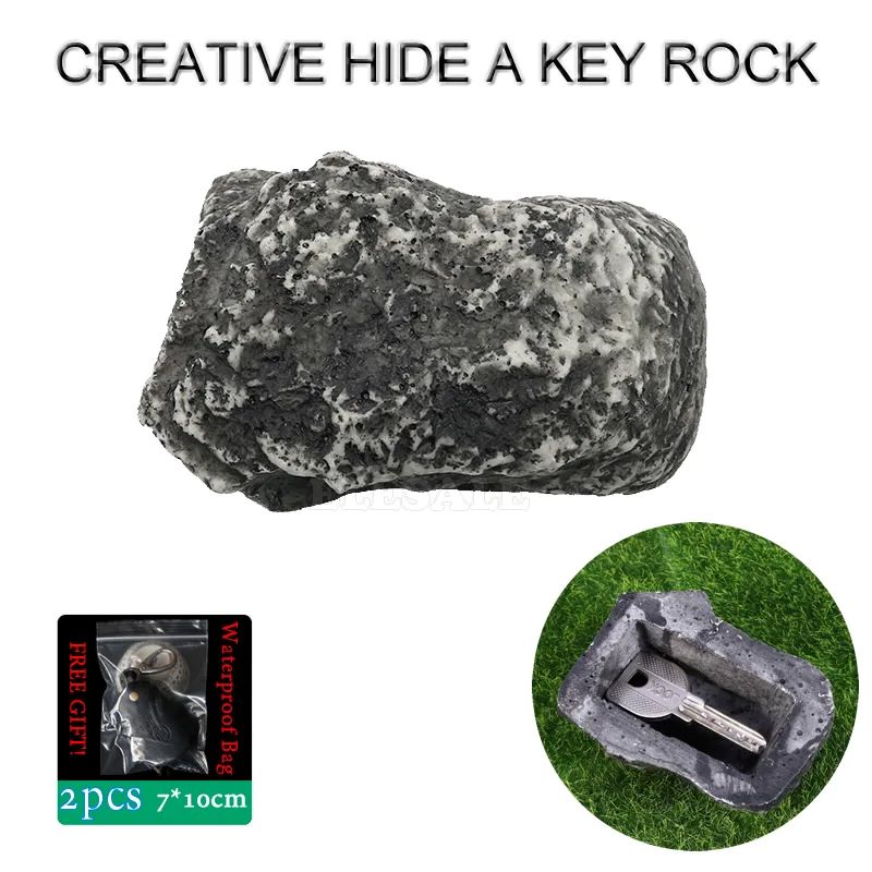 Casa RV Spare Key Caixa de armazenamento seguro, esconder uma pedra chave, Releastic olhando pedra, pedra simulada, ao ar livre