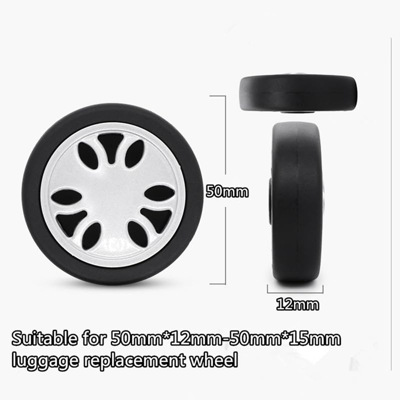 8Pcs Luggage Wheels Replacement Kit,Dia 2In/50Mm Thick 0.47In/12Mm Resistant Rubber Mute Caster Replacement Suitcase