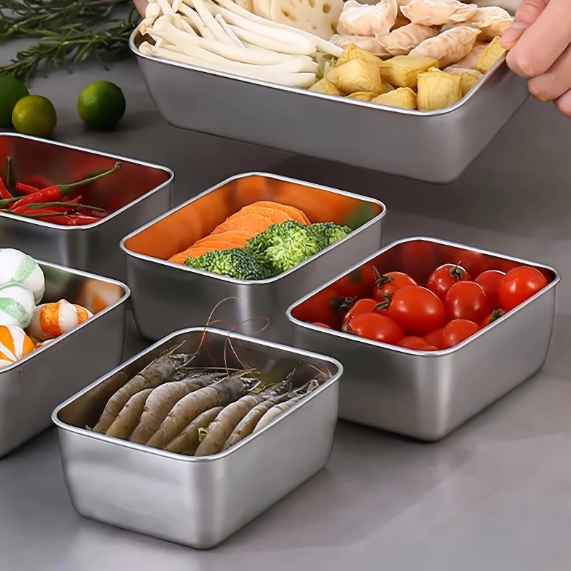 Stainless Steel Food Containers Set Leakproof Stackable Reusable for Camping Picnics School Lunch Bento Box Storage Kitchen