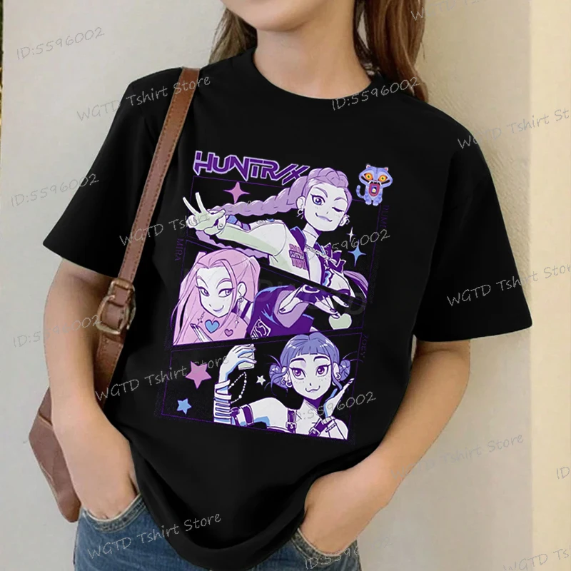 Ropa para niños, camisetas informales a la moda con estampado de película, camisetas de manga corta con cuello redondo para niñas y niños, camiseta de regalo para seguidores de cazadores de demonios k-pop