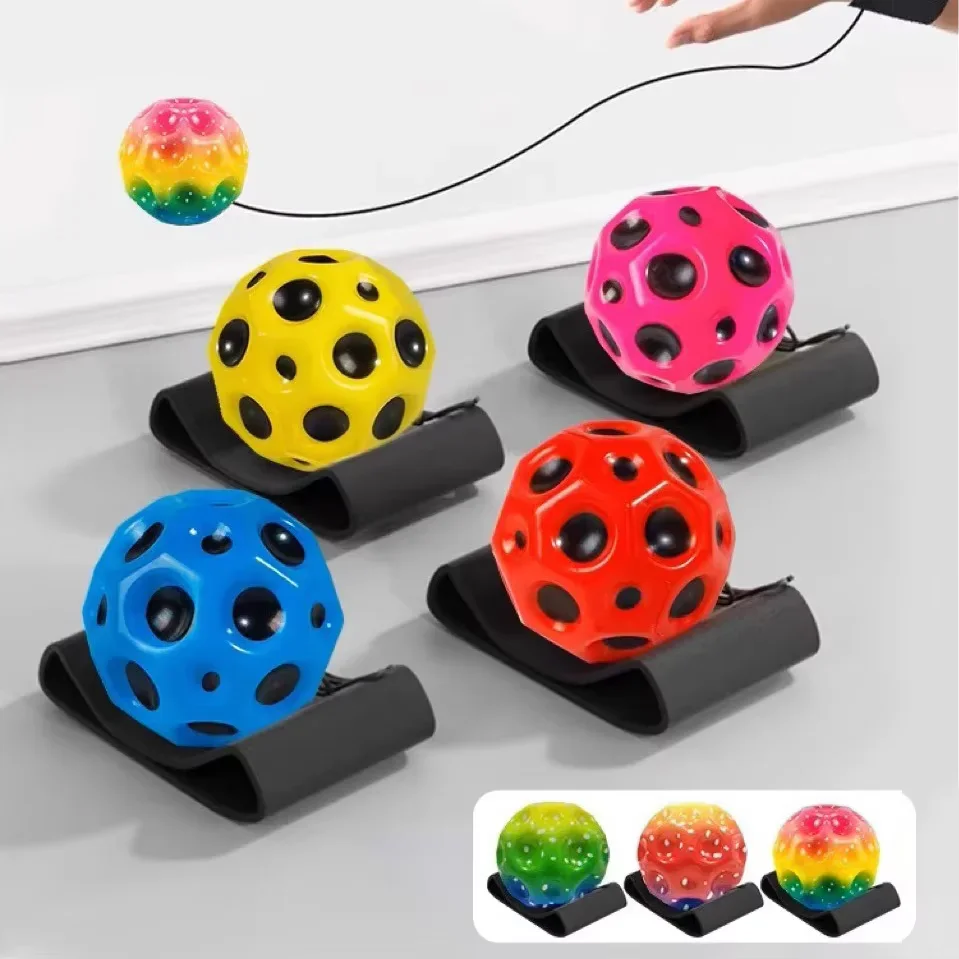 High Elastic Decompression Moon Stone Ball with Rebound Rope for Kids and Seniors Fun Stress Relief Outdoor Fitness Toy