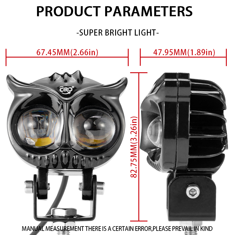 オートバイのヘッドライト,補助ライト,フォグライト,フクロウのデザイン,スクーター,オートバイ,12V, 1ユニット