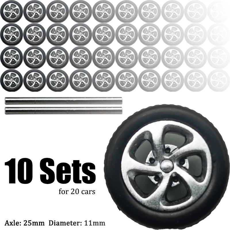 1/64 dez conjuntos de rodas para dez modelos de carros com pneu de borracha peças modificadas básicas brinquedos de veículos de corrida tomica minigt