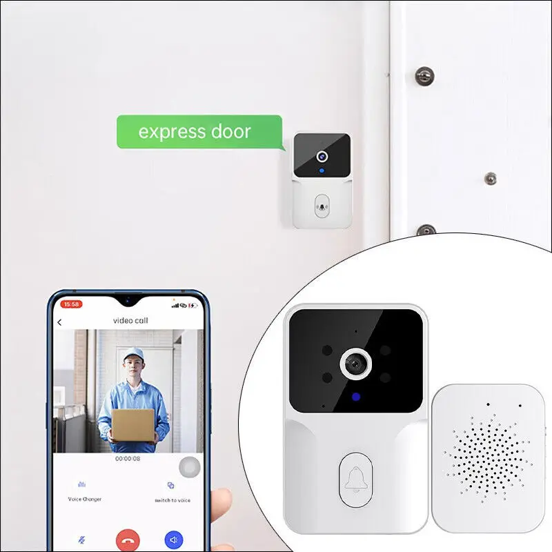Wireless Smart Video Doorbell Wifi Security Camera Bell Phone Door Ring Intercom