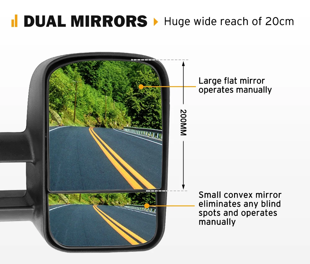 2025SAN HIMA Black Extendable Towing Mirrors for Land Cruiser 70-79 1984-2023 lc79 Towing Mirrors