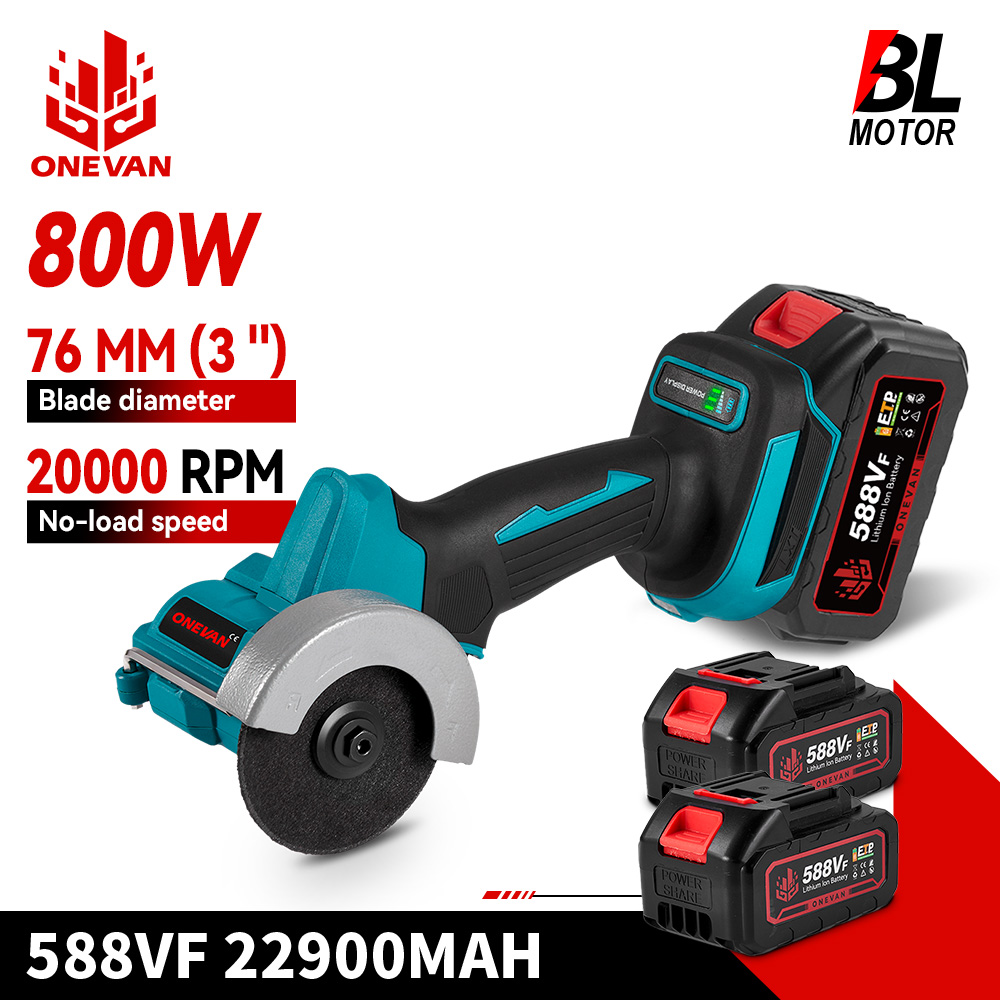 ONEVAN Бесщеточная угловая шлифовальная машина 76 мм с переменной скоростью, аккумуляторная электрическая циркулярная пила, режущий электроинструмент для Makita, аккумуляторный штифт 18 В