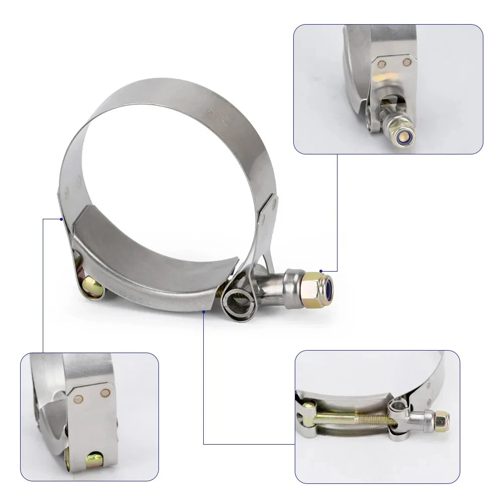 2/2.25/2.5/2.75/3/3.25/3.5/4 インチ T ボルトエキゾースト 304 クランプインテークターボエキゾーストインタークーラーシリコンカプラースチールホースクランプ