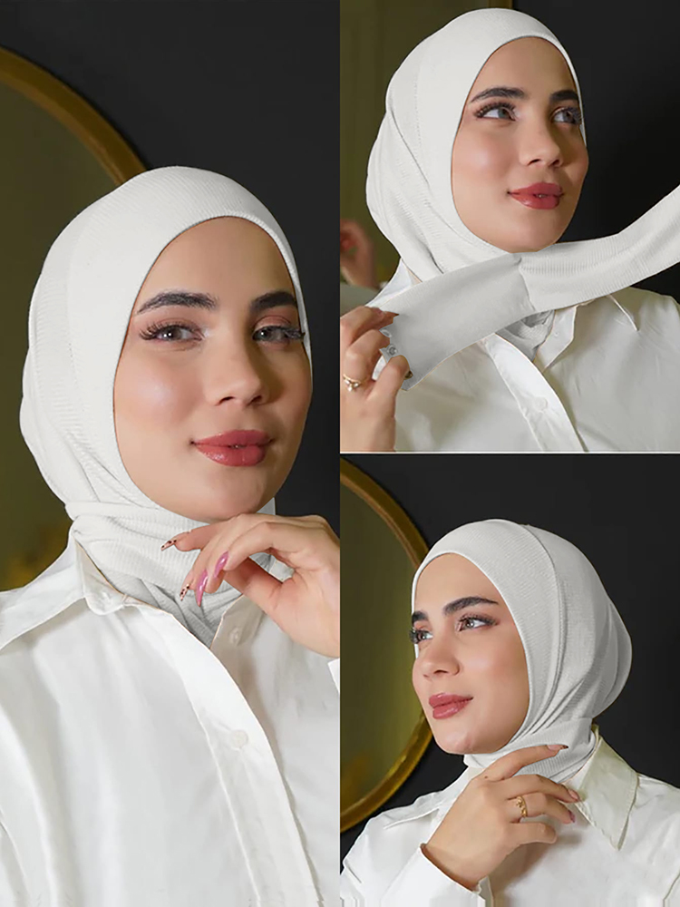 1 STKS Dunne Innerlijke Hijab Vrouwen Effen Instant Tulband, Schroefdraad Textuur Stof