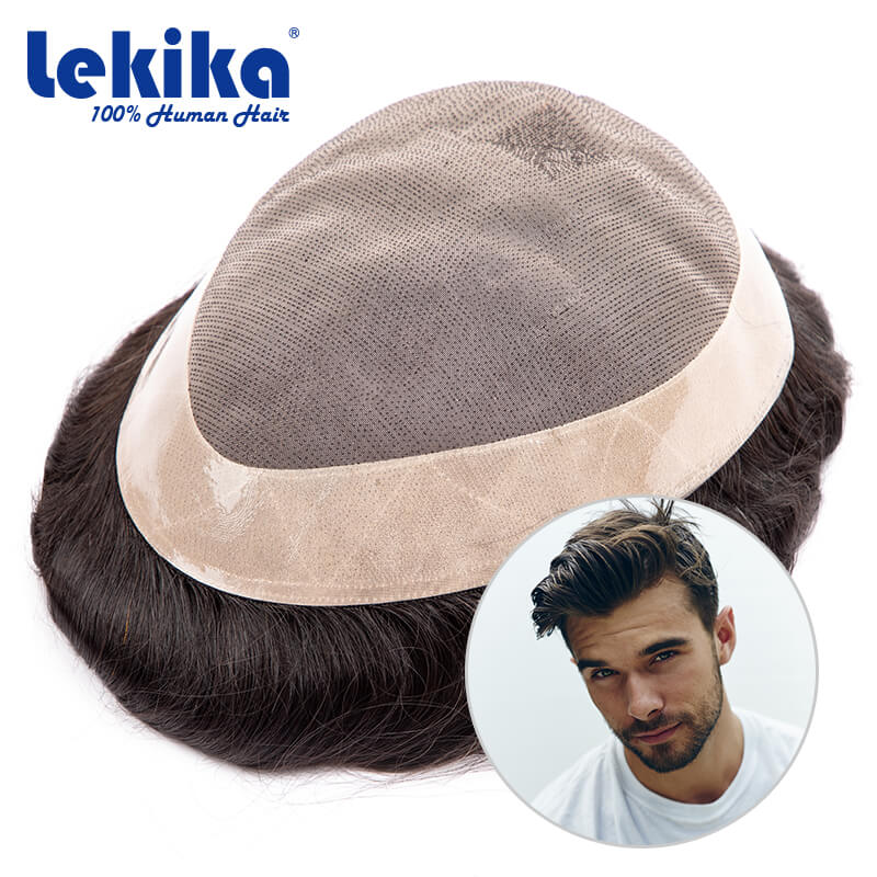 Toupet Mono Männliche Perücke Männer Perücke 100% Natürliches Menschenhaar Langlebige Männliche Haarprothese Toupet Männer 6 "Haarersatzsystem Für Männer