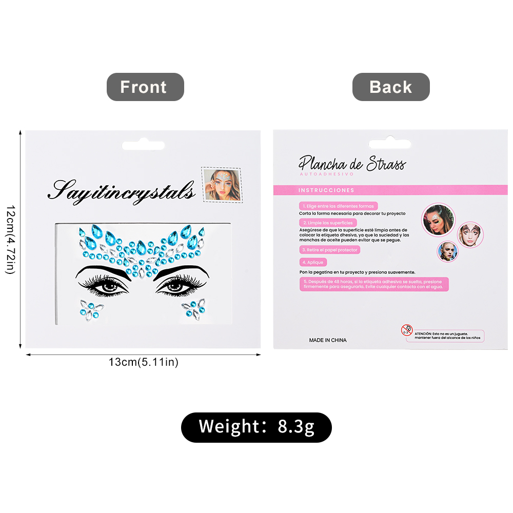 5 個ランダムカラフルなラインストーンフェイスタトゥーステッカーカラーグリッターダイヤモンド一時的なステッカー DIY パーティーメイクタトゥーデカール