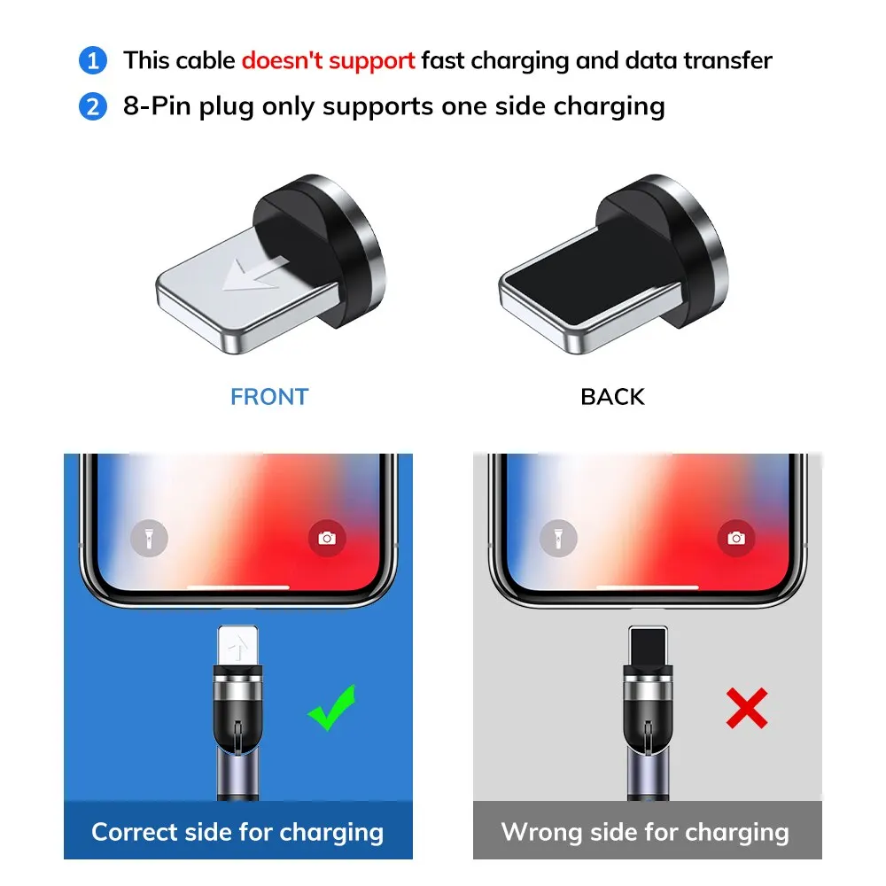 TOPK 마그네틱 충전 케이블, 540 회전 마이크로 USB C 타입 케이블, 마그네틱 휴대폰 충전기 케이블, 90 각도 커넥터, 3 in 1