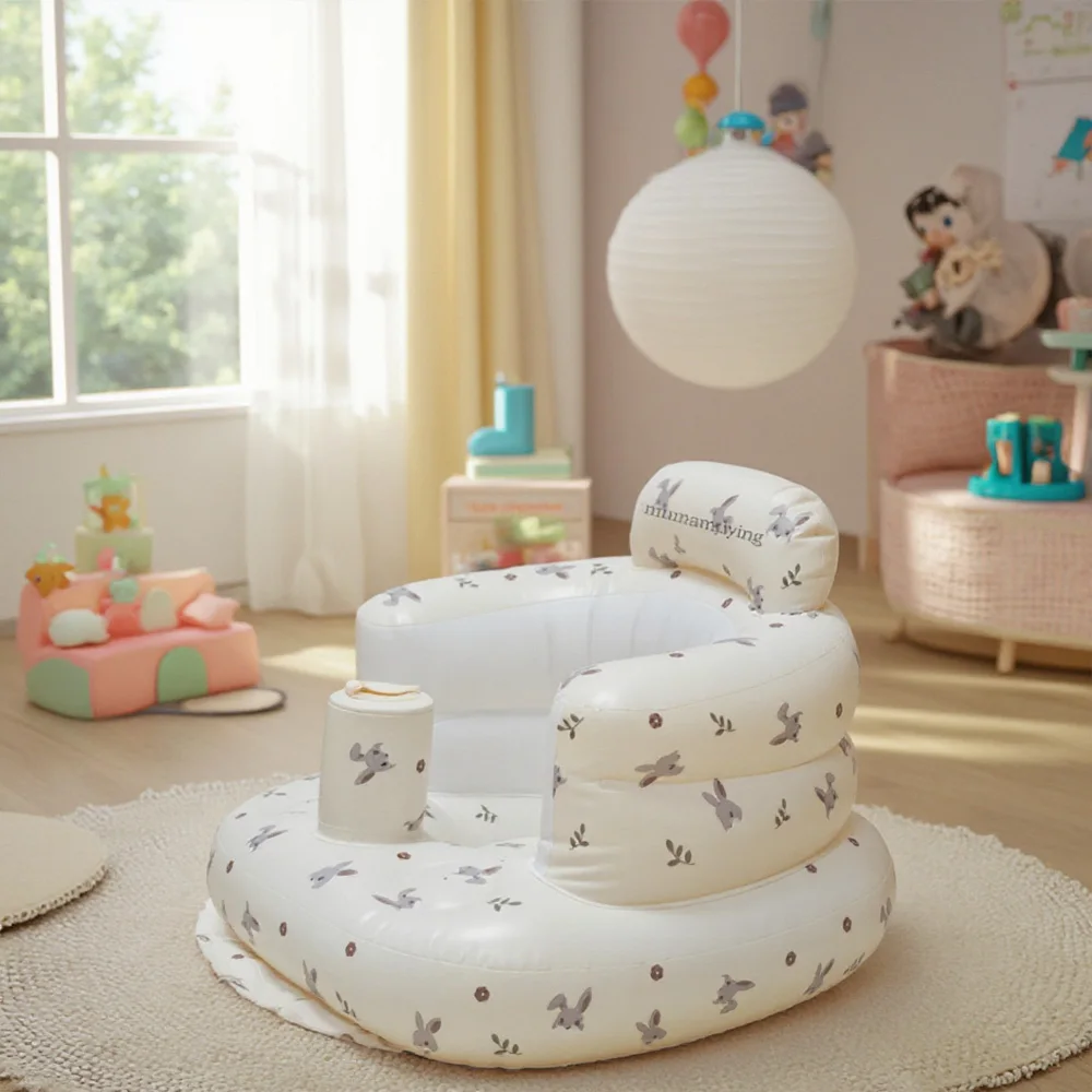 1 asiento inflable para bebés, asientos de suelo para bebés para sentarse, silla de bebé inflable con bomba de aire integrada