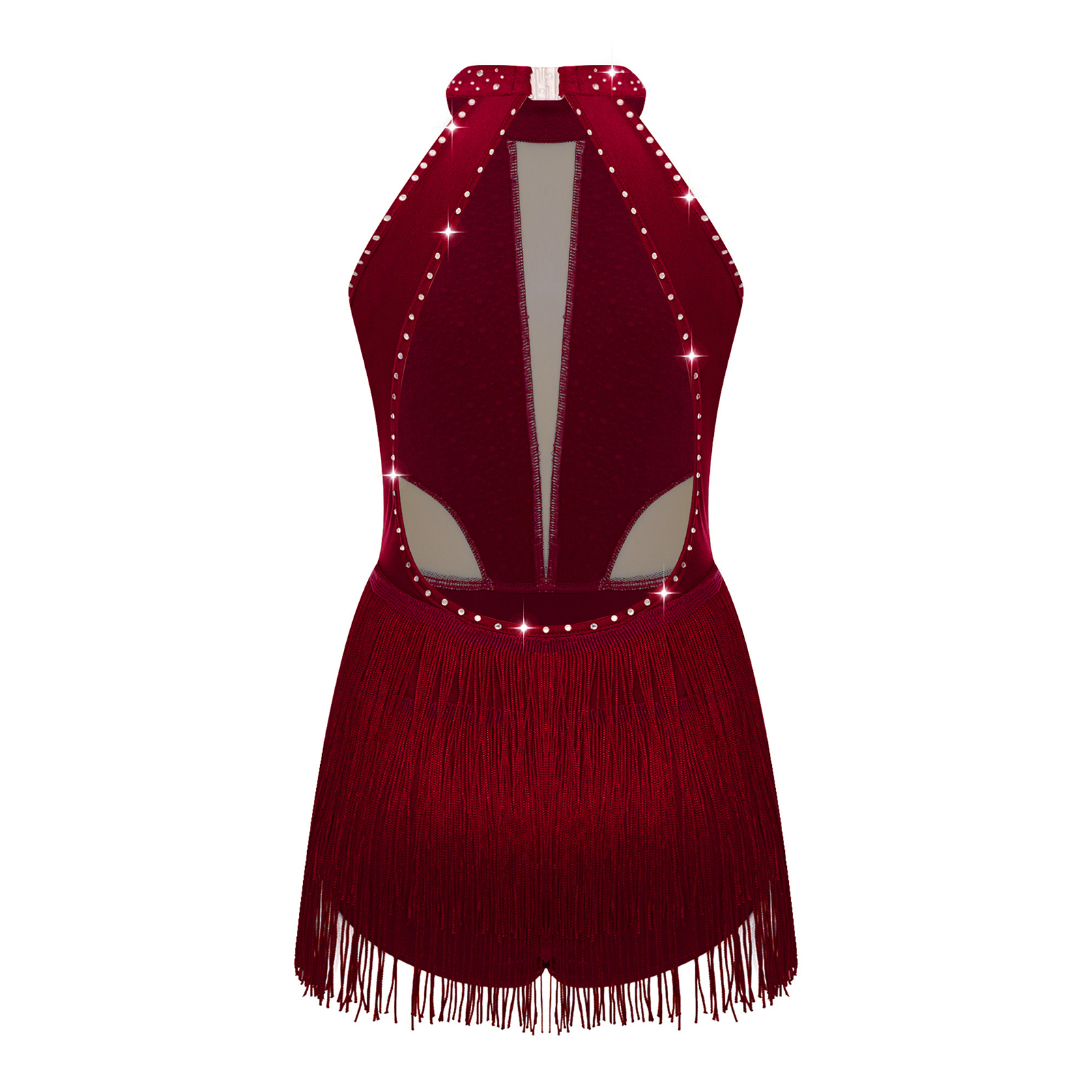 เด็กหญิงบัลเล่ต์เต้นรํา Leotard Rhinestone พู่ชุดบอดี้สูทยิมนาสติกสเก็ตลีลา Latin เครื่องแต่งกาย Dancewear