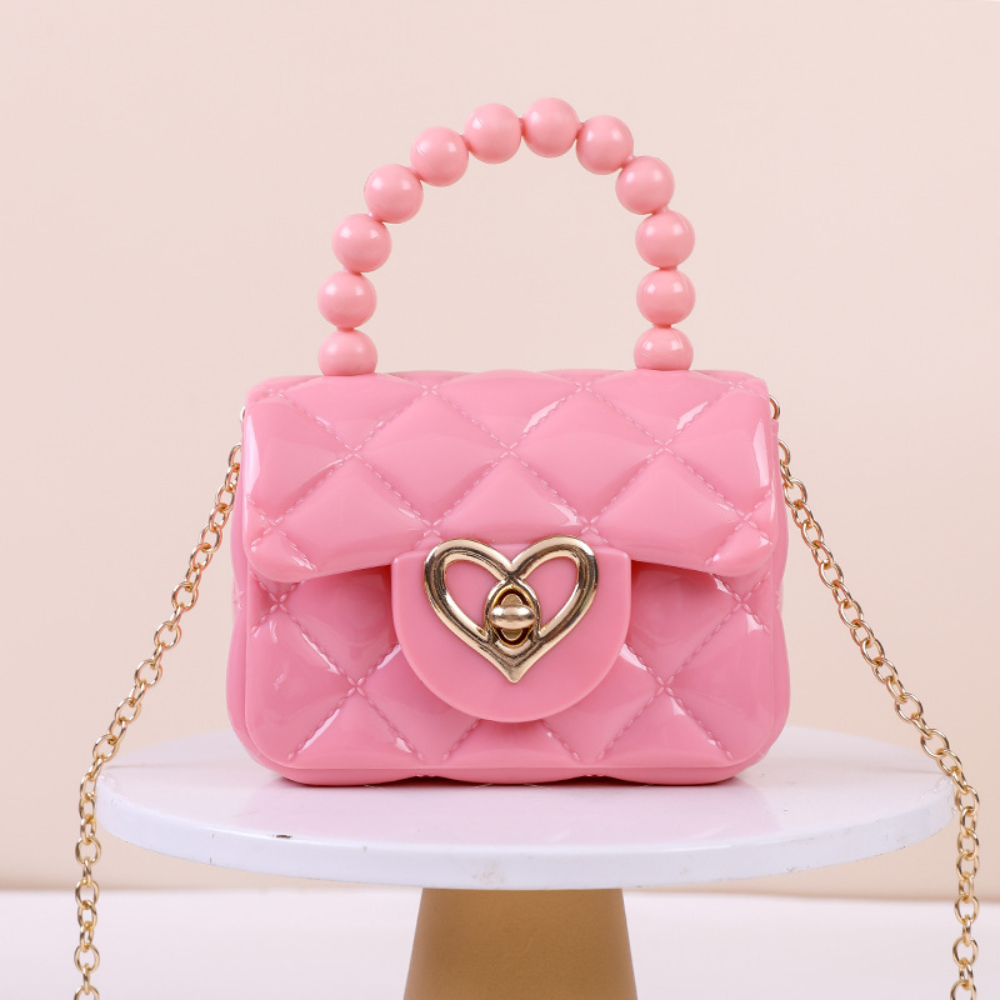 Nova bolsa de geléia, cor doce, ombro único crossbody mini corrente chave pérola saco de geléia de mão