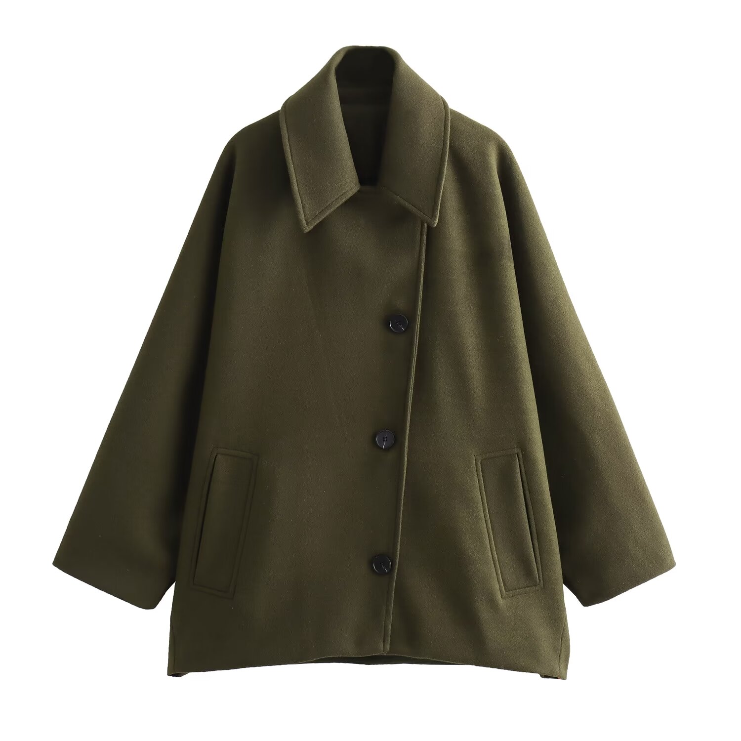 UNIZERA-casaco curto misturado para mulheres, pescoço polo casual, top personalizado, manga de capa, inverno, novo