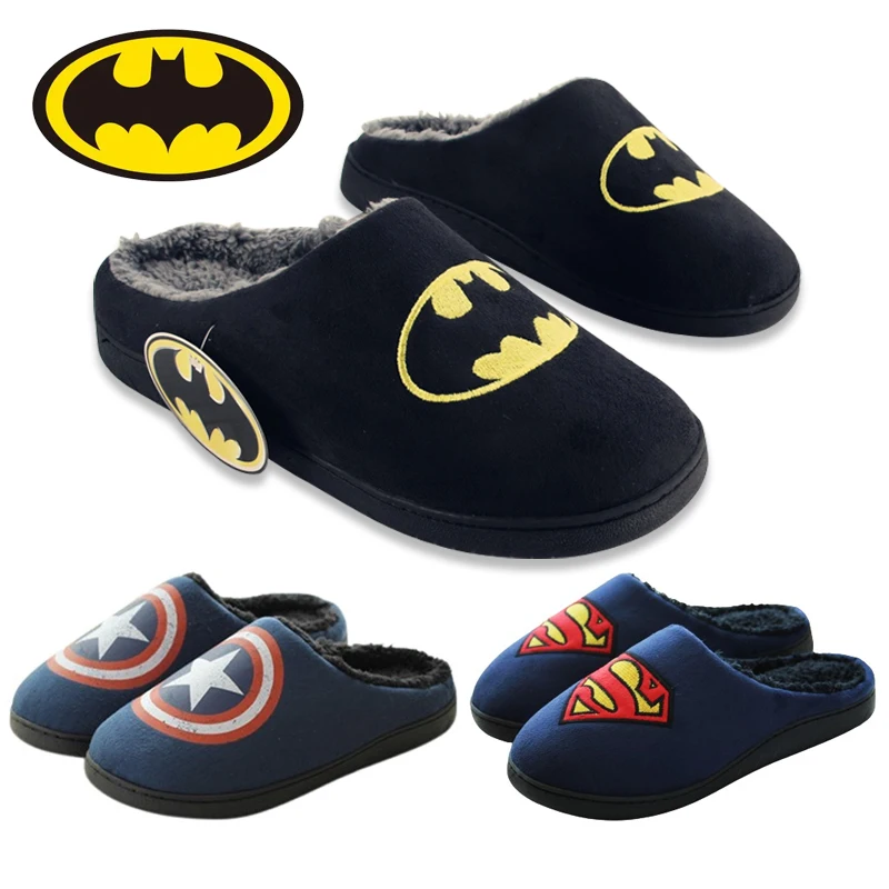 Zapatillas de casa de invierno de Batman, pantuflas cálidas de felpa para mujer, toboganes de suelo interior antideslizantes, zapatillas de algodón de dibujos animados de Anime DC para hombres y parejas