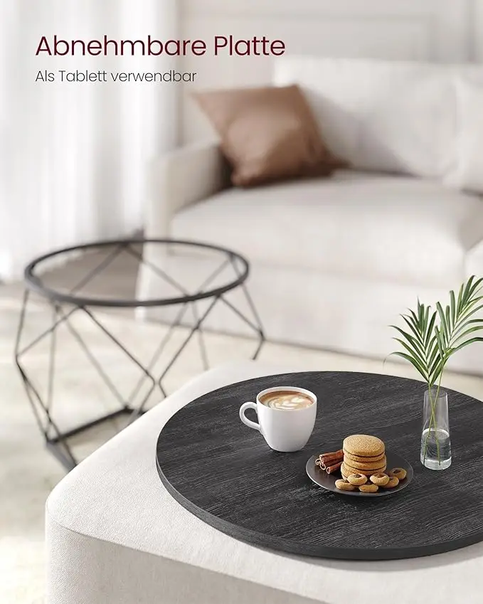 VASAGLE Couchtisch rund, 2er Set, Wohnzimmertisch, Beistelltisch, modern