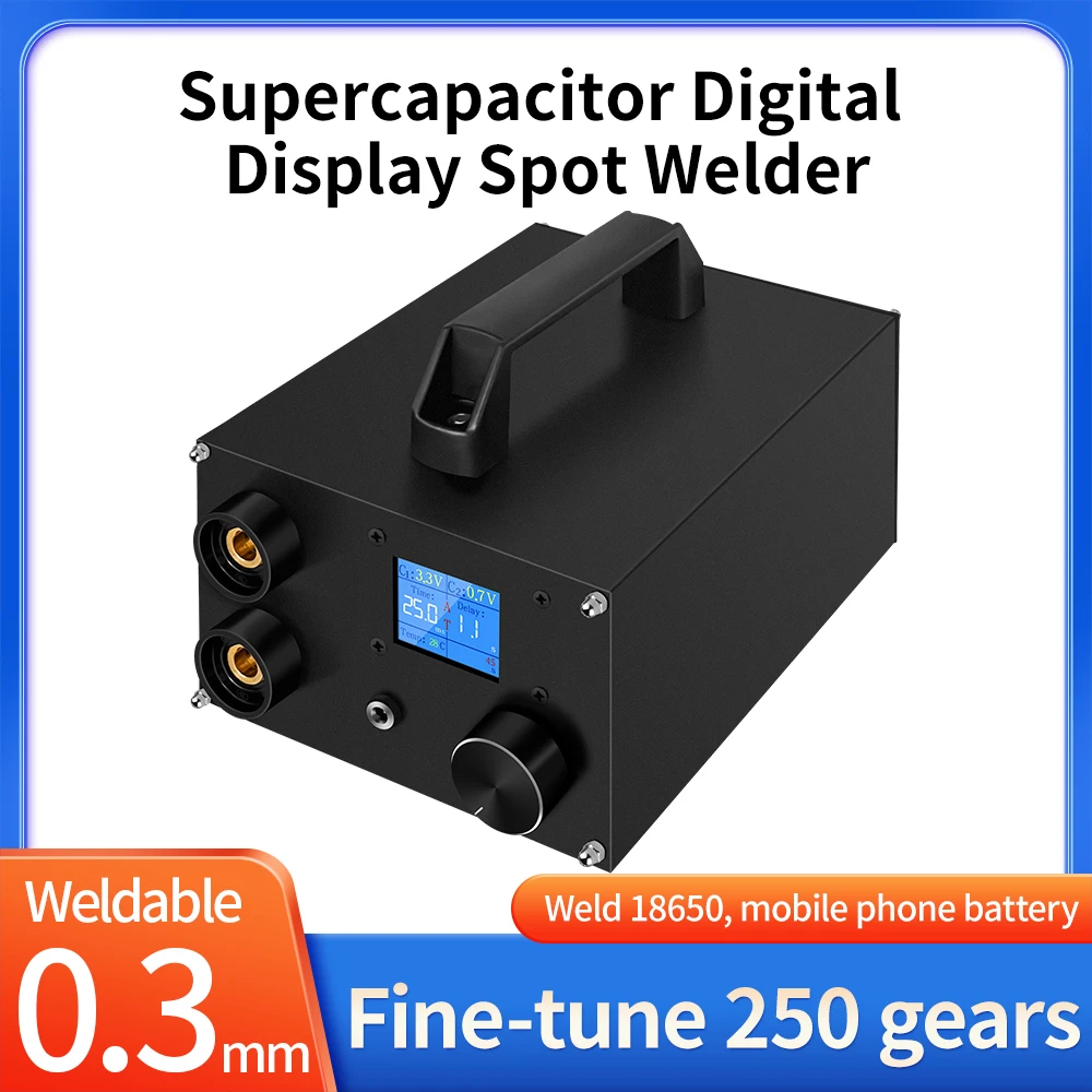 250 Gang Superkondensator Digitales Punktschweißgerät Tragbares 18650 Nickelband Komplettset Hochleistungs-Handheld-Energiespeicher 5 V 2100 A
