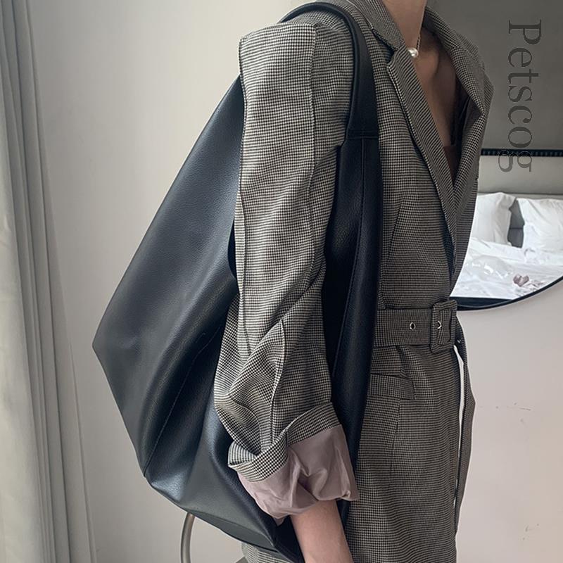 Bolsos de mano de cuero suave a la moda de lujo para mujer, bolsos de mano marrones de gran capacidad, bolso de compras, bolso de hombro informal para mujer