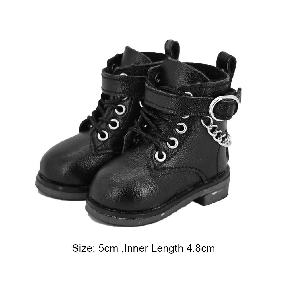 Sapatos de couro de boneca de algodão, 5cm, moda 15cm, adequados para bonecas 1/6 bjd, botas casuais com decoração de corrente