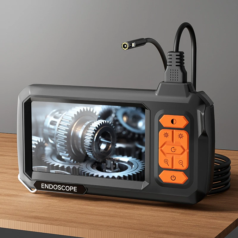 Endoscópio de lente dupla, boroscópio, tela ips de 4.3 polegadas, hd1080p, sonda de 8mm, câmera de encanamento à prova d'água com leds ajustáveis para verificação de carro