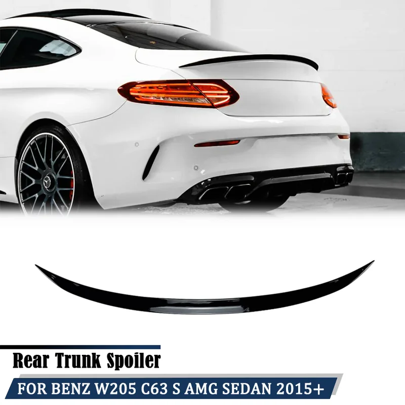 Подходит для Mercedes-Benz C-Class C63 C43 C180 C200 C250 C300 C400 C450 AMG, черный спойлер багажника и крыла W205 Sedan 2015+