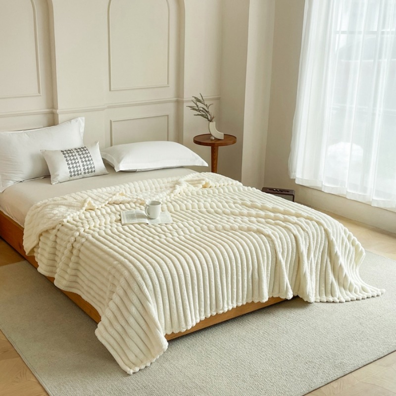 Solid  Colour Tutu Fleece Drawn Blanket Double-sided Flannel Multifunctional Leisure Blanket Office Lunch Break Blanket