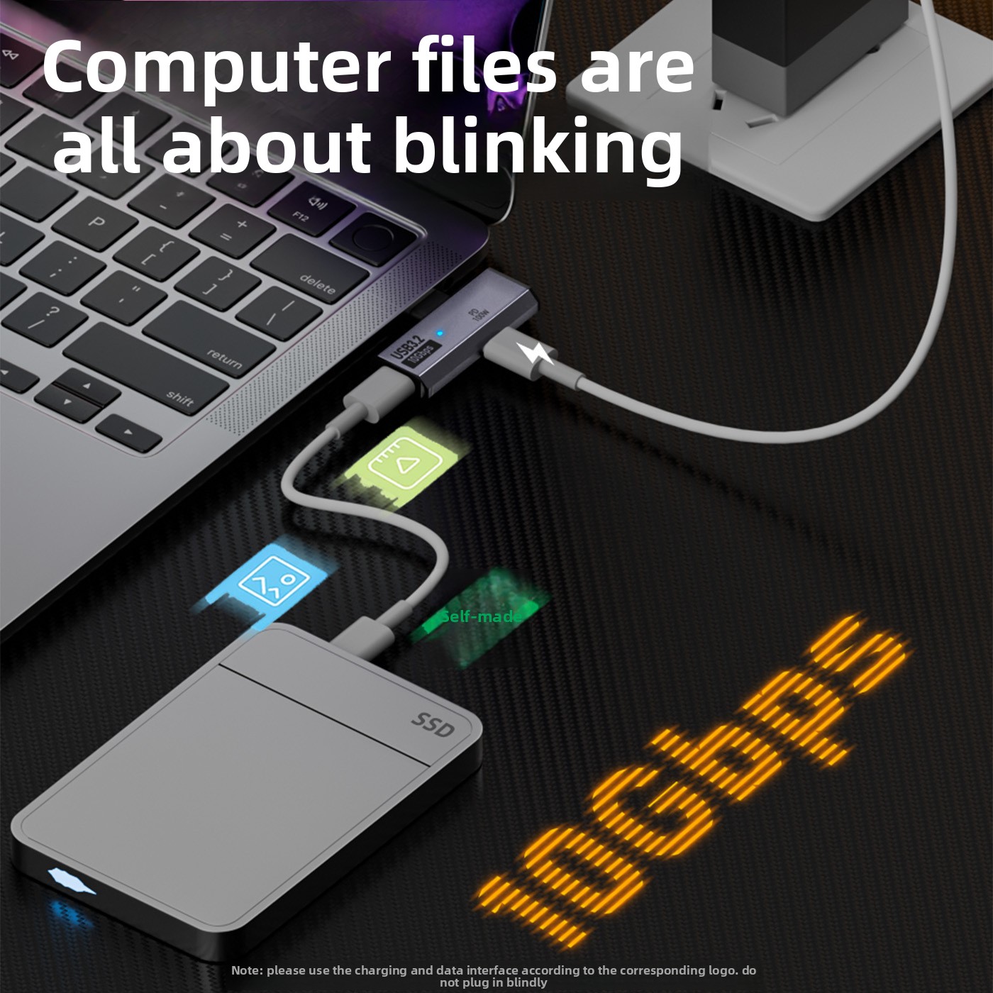 Typ-C 1/2 Dual C Port Adapter OTG Konverter unterstützt die Erweiterung von USB 3.0 und gleichzeitiges Laden von PD100W