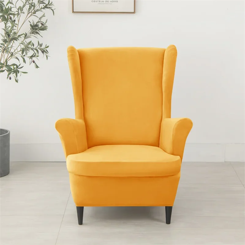 Velvet Wingback Chair Covers, Stretch Wing Poltrona Capa com Almofada do Assento, Elastic Sofá Slipcovers, Home Decor, 2pcs por conjunto