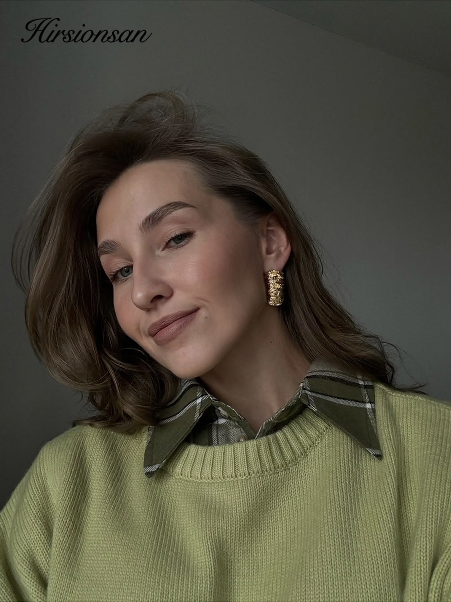 Hirsionsan Basic O Hals Basic Mouw Trui Vrouwen 2025, Oversized Korte Gebreide Truien Vrouwelijke Casual Dikke Warme Zachte Tops