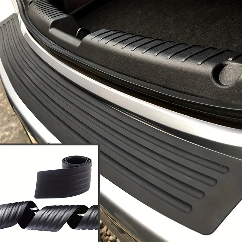 Universele Kofferbak Instaplijsten Protector, Rubberen Strip Sticker Auto Achterbumper Guard Krasbescherming Bar Black90cm/35.4in