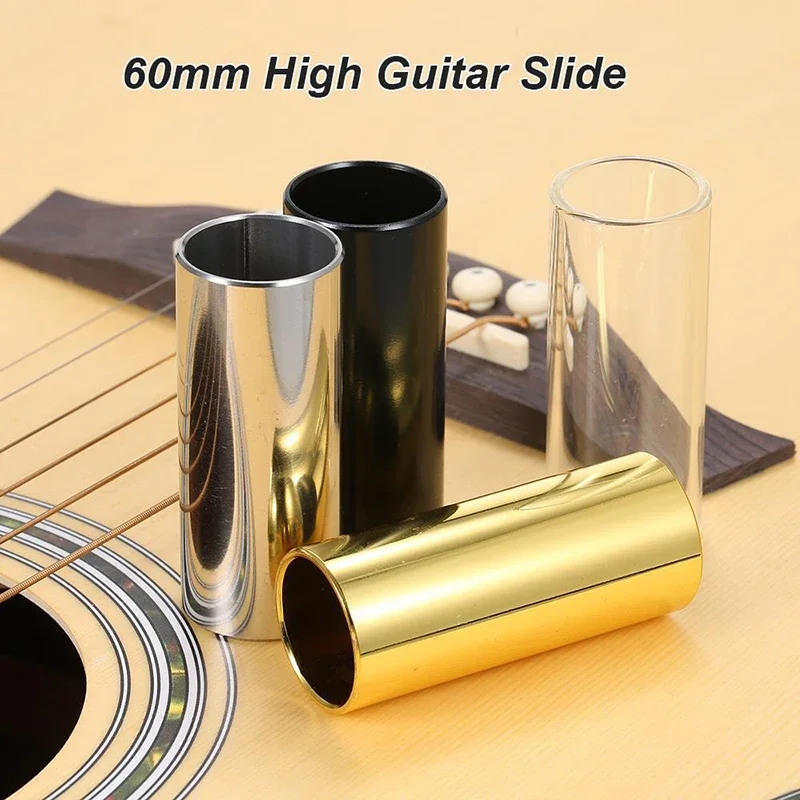 Barra deslizante de guitarra de 60MM, nudillos de dedo de Metal de acero inoxidable, tono deslizante para instrumentos de cuerda de guitarra ukelele