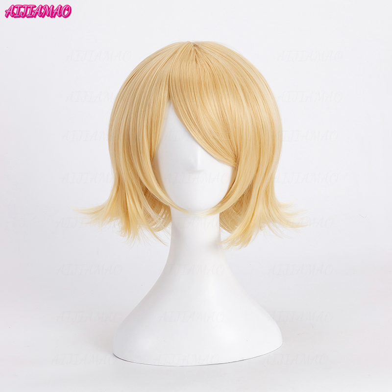 Pelucas de Cosplay de Anime de pelo sintético resistente al calor Rubio corto Rin Len + código de seguimiento + gorro de peluca gratis