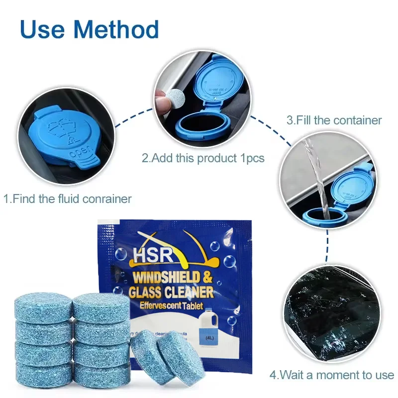 Solid Cleaner น้ํายาทําความสะอาดกระจกรถยนต์แท็บเล็ตฟู่ที่ปัดน้ําฝนอัตโนมัติแก้ว Solid Cleaning เม็ดเข้มข้นผงซักฟอก