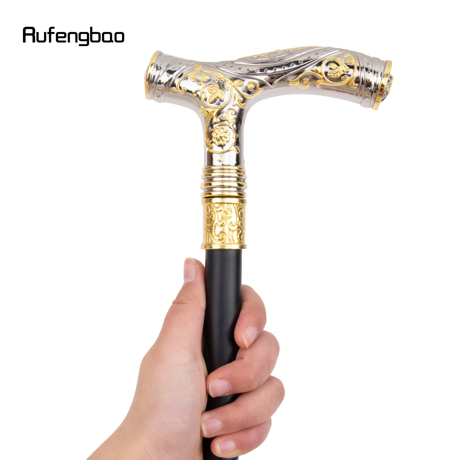 Totem de Flor Cabeça de Lobo Branco Dourado, Bastão para Cavalheiro, Bastão com Botão, Bastão de Alívio, 93cm