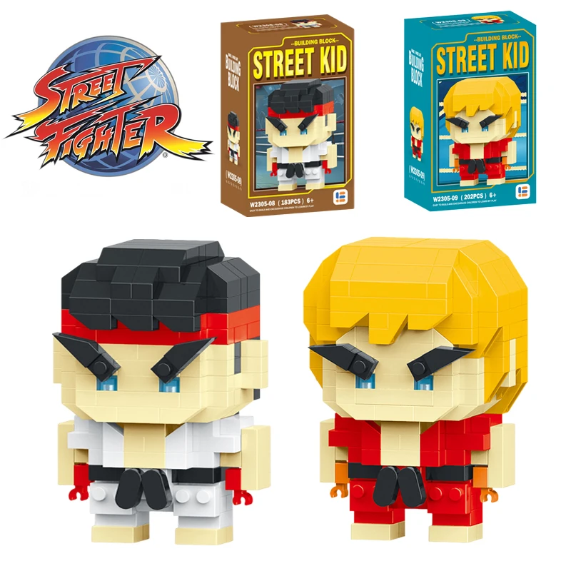 Anime rua lutador jogo de combate ação blocos de construção kenmasters hoshi ryu abs kawaii brinquedos blocos de construção presente para crianças