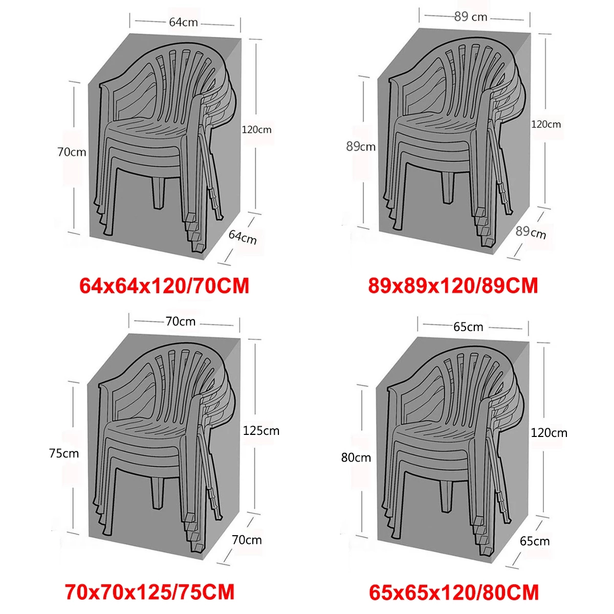 Funda apilable para silla de exterior impermeable, 210D lluvia nieve polvo a prueba de viento, Anti-UV, funda para silla de jardín al aire libre