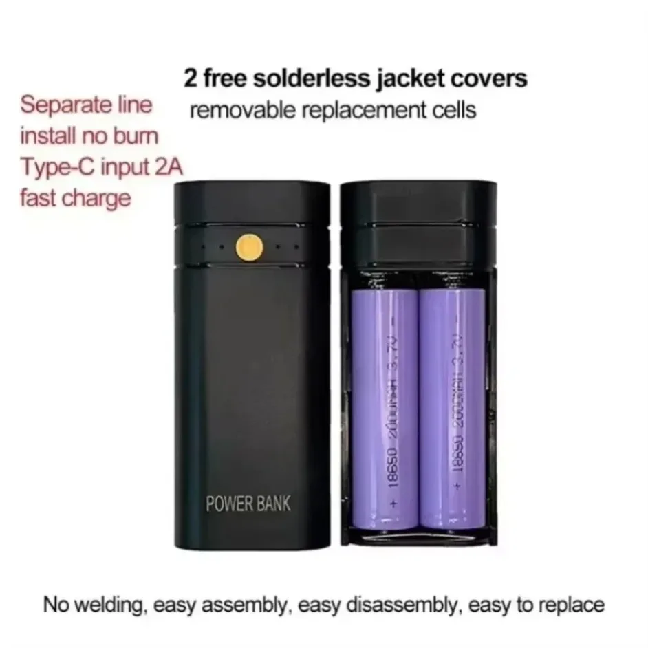5V 2A Charging Treasure Box Shell 18650 Lithium Batteries Quick Charging USB Output Charging Treasure DIY Set