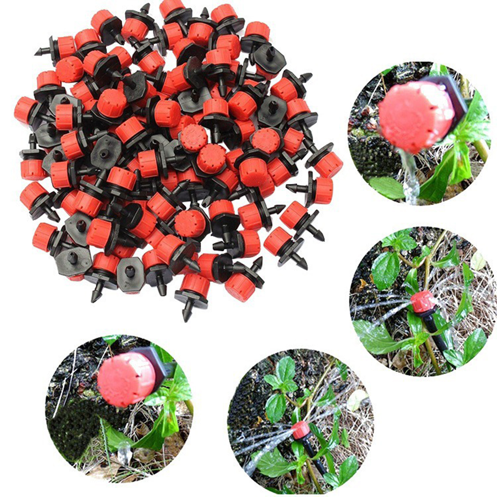 50/100 pz Regolabile Irrigazione Giardino 1/4 '' Emettitore Gocciolatore Micro Irrigazione a Gocciolamento Irrigatori per Sistema di Irrigazione