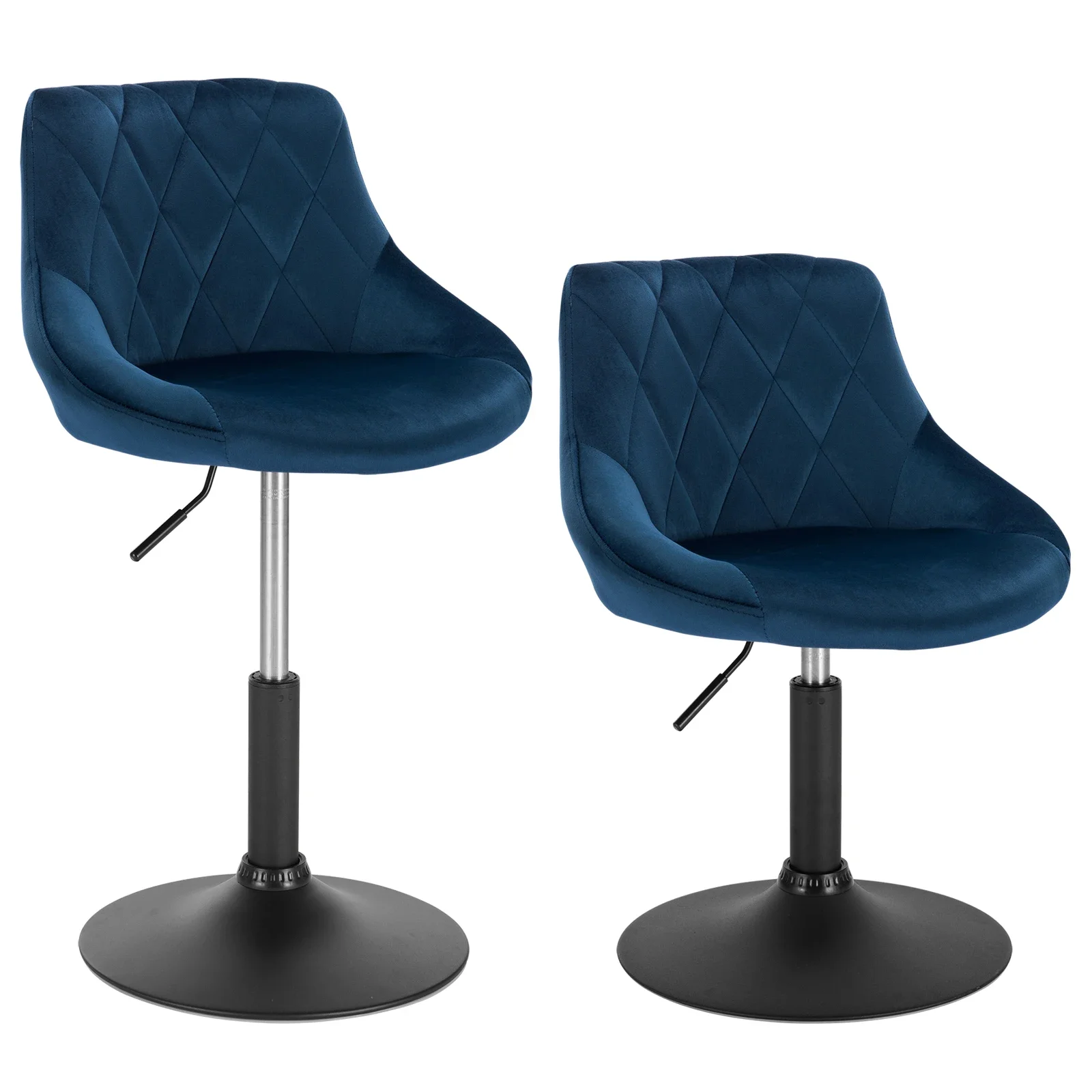 WOLTU 2PCs/Set Velvet Bar Stools Bar Chairs Upholstered Chair with Backrest Height-Adjustable Rotatable Lounge Chair Home Bar