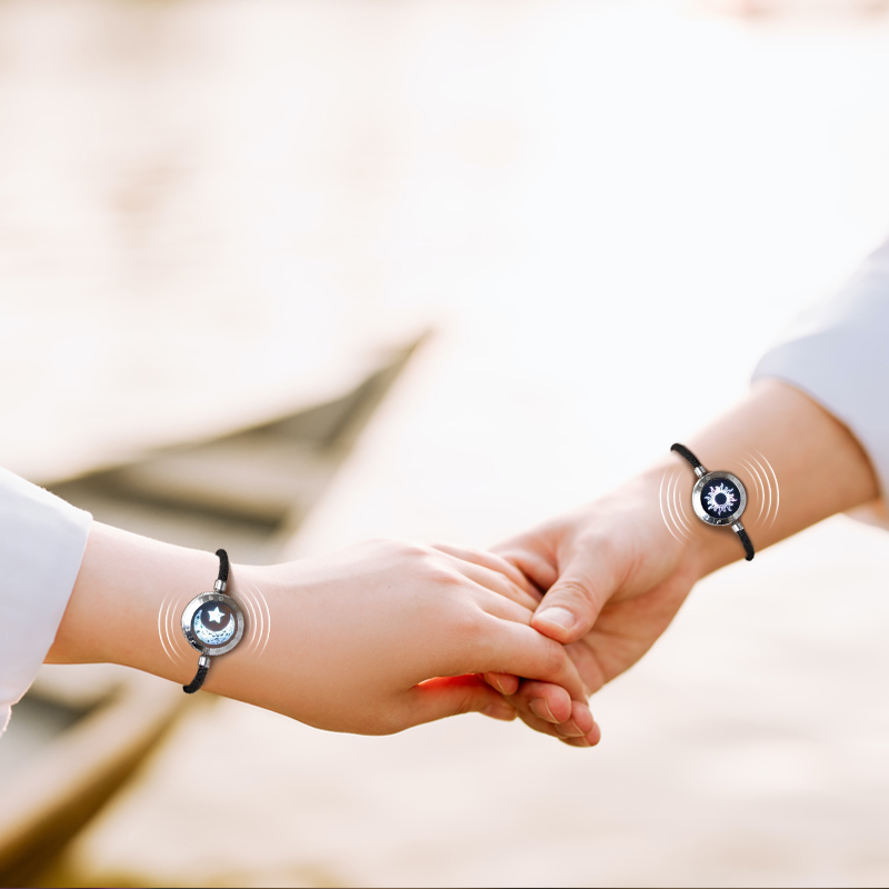 Totwoo Bluetooth Casal Pulseiras Lembrete de toque inteligente Presente romântico de longa distância para amantes iOS Android compatível