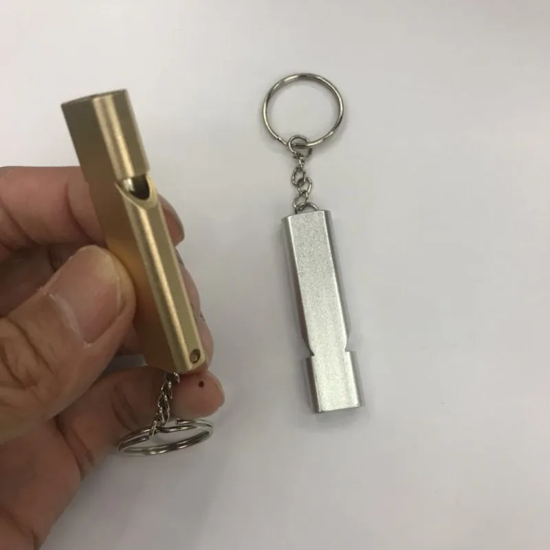 Dual Frequency Survival Whistle Flat Metal Whistle for Outdoor Hiking Climbing Emergence Whistle Cheerleading Souvenirs