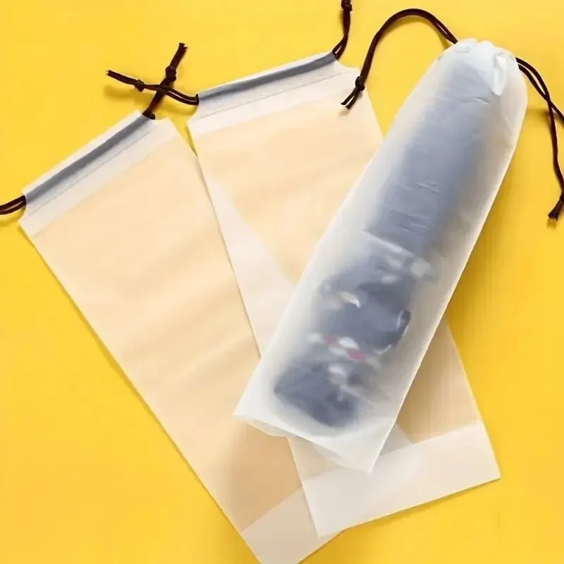 ถุงพลาสติกMatteโปร่งแสงร่มกระเป๋าReusableแบบพกพาร่มDrawstring Storage Cover Home Storage Organizer