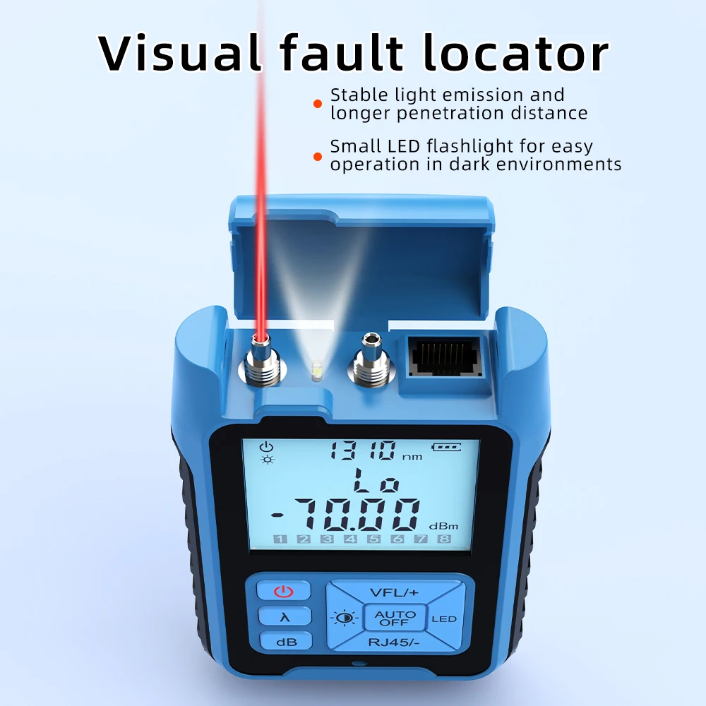 SAIVXIAN Optical Power Meter -50 ~ + 26dBm 4 in 1 Multifunction Visual Fault Locator เครื่องทดสอบสายเคเบิลเครือข่ายไฟเบอร์ 1-50MW (อุปกรณ์เสริม)
